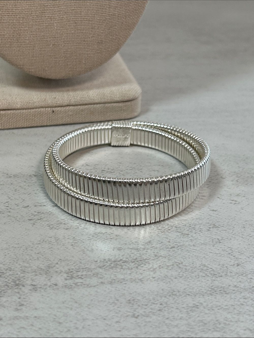 J. Crew Silver Ribbed Coil Bracelet